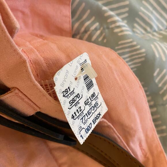 Vintage Venezia Pink High Rise Long Shorts Ramie Cotton Belt New W/ Defect Sz 18 - Picture 2 of 7